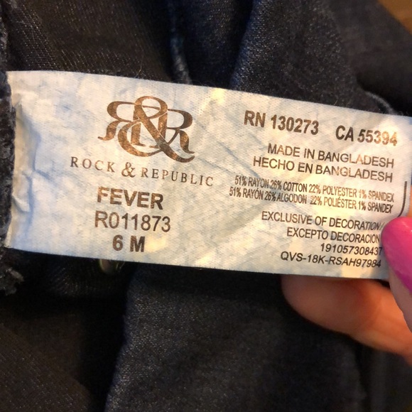 Rock & Republic Fever Denim RX Slimming Zipper Pockets Pull On SZ 6 - Picture 7 of 7